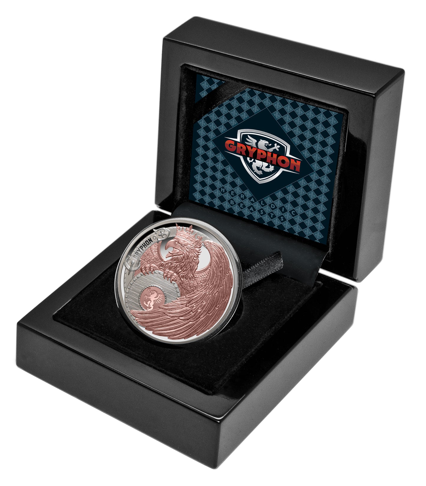 Niue 2024 $1 Heraldic Beasts Gryphon Selectively Rose Gold Plated 1oz Silver Proof Coin