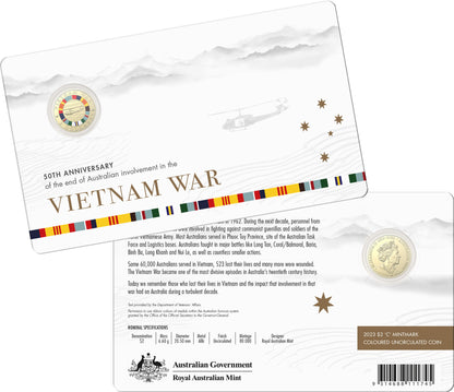 2023 $2 50th Anniversary of The End of Australian Involvement In The Vietnam War Coloured Uncirculated Coin