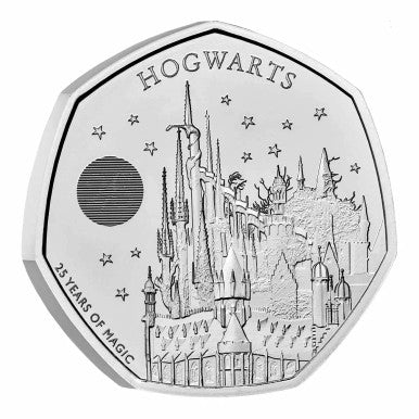 UK 2023 50p Celebrating 25 Years of Harry Potter Hogwarts School of Witchcraft and Wizardry Uncirculated Coin