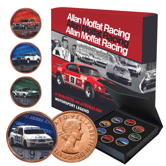Allan Moffat Racing Enamel Penny 9 Coin Collection