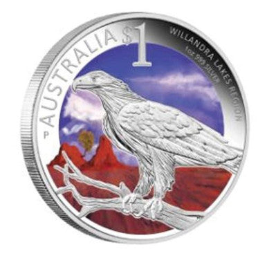 2014 $1 ANDA Sydney World Heritage Sites Willandra Lakes Region 1oz Silver Coloured Proof Coin