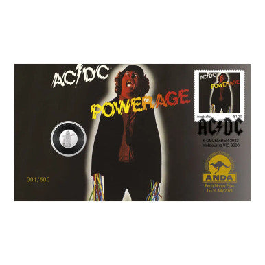 2023 Perth ANDA Money Expo 20c AC/DC Powerage & 20c AC/DC Blow Up Your Video Stamp & Coin Cover Set