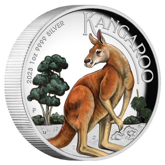 2023 $1 Australian Kangaroo 1oz Silver Coloured High Relief Proof Coin