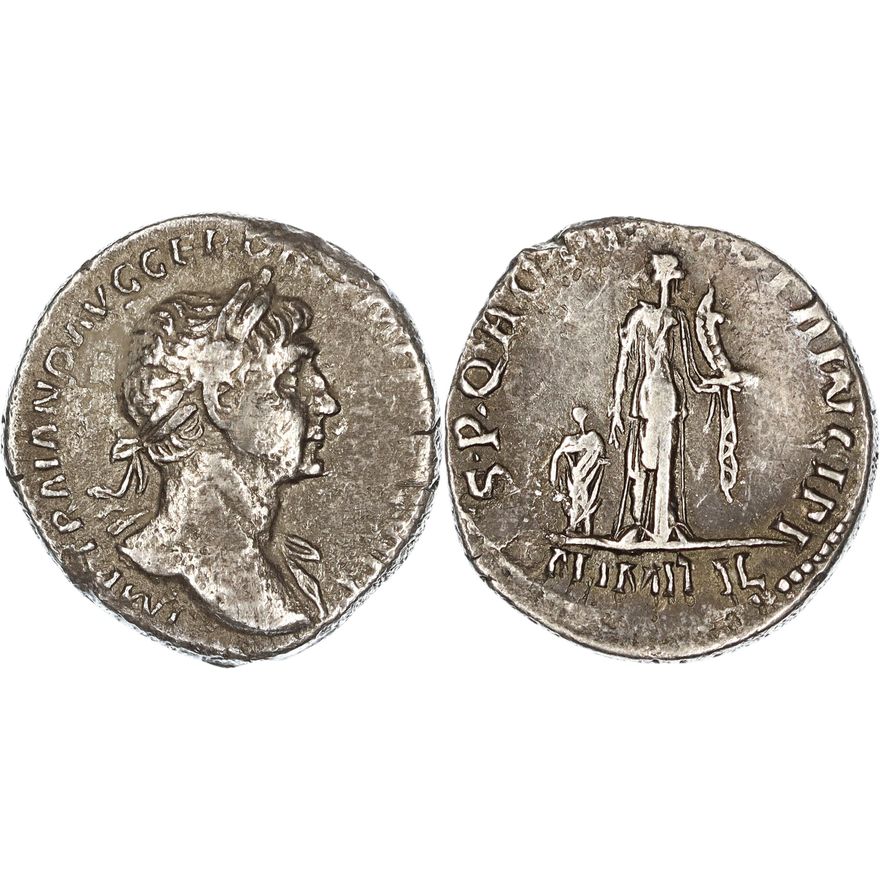 Roman Empire, Trajan, Silver Denarius, 112-113 AD, gF-aVF
