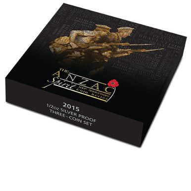 2015 50c The ANZAC Spirit 100th Anniversary 1/2oz Silver Coloured Proof 3 Coin Set