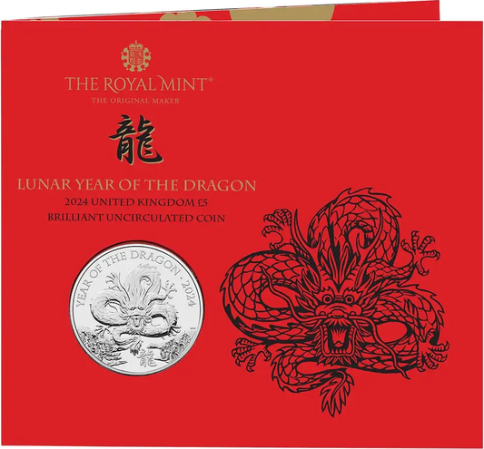UK 2024 £5 Lunar Year of the Dragon Uncirculated Coin