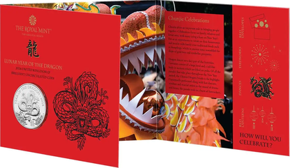 UK 2024 £5 Lunar Year of the Dragon Uncirculated Coin