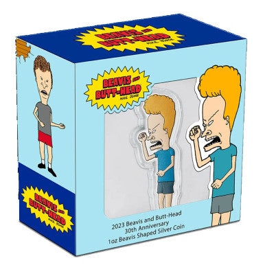 Niue 2023 $2 Beavis and Butt-Head 30th Anniversary Beavis Shaped 1oz Silver Coloured Coin
