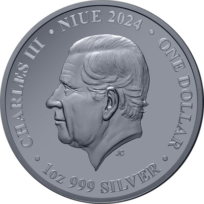 Niue 2024 $1 Chess The Knight 1oz Silver Black Proof Coin