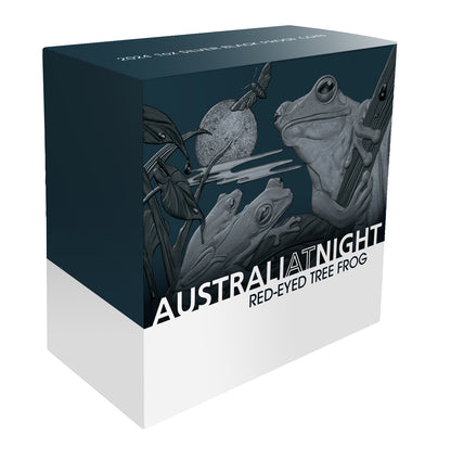 Niue 2024 $1 Australia at Night Red-Eyed Tree Frog 1oz Silver Black Proof Coin
