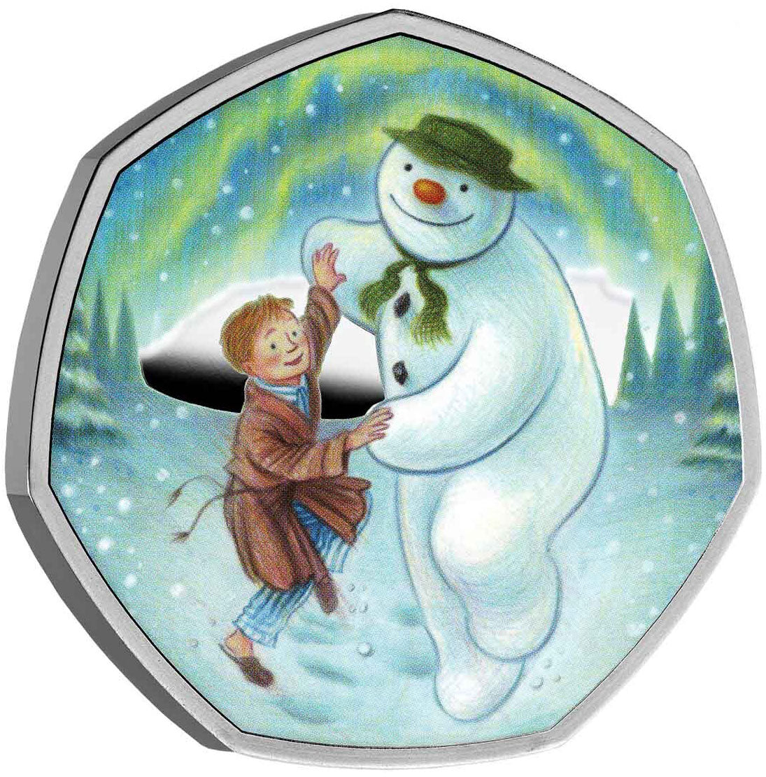 UK 2023 50p The Snowman Coloured Silver Proof Coin