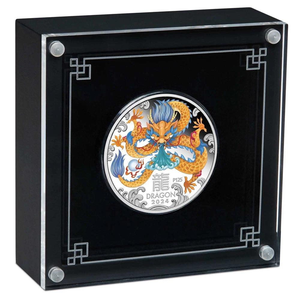2024 $1 Lunar Year of The Dragon 1oz Silver Coloured Proof Coin