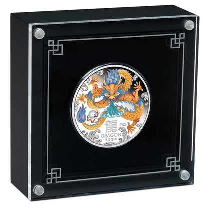 2024 $1 Lunar Year of The Dragon 1oz Silver Coloured Proof Coin