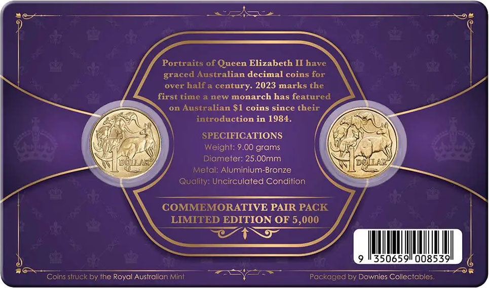 1984 First Elizabeth II $1 & 2023 First Charles III $1 Al-Bronze Uncirculated 2 Coin Set
