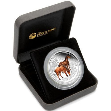 2014 $2 ANDA Perth Show Lunar Horse 2oz Silver Coloured Proof Coin