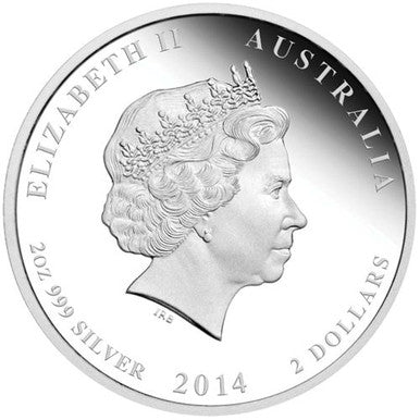 2014 $2 ANDA Perth Show Lunar Horse 2oz Silver Coloured Proof Coin