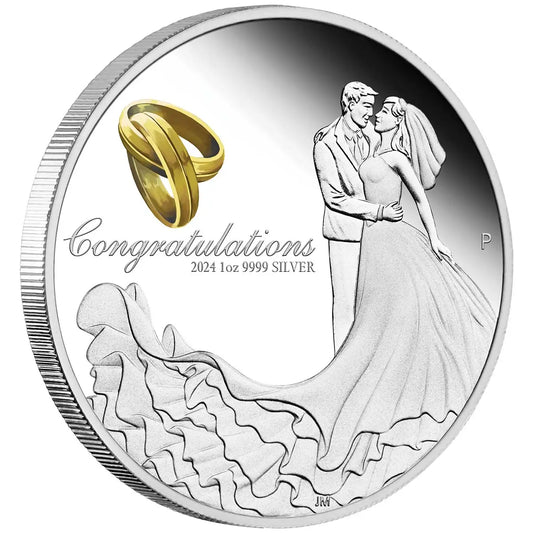 2024 $1 Congratulations On Your Wedding 1oz Silver Proof Coin