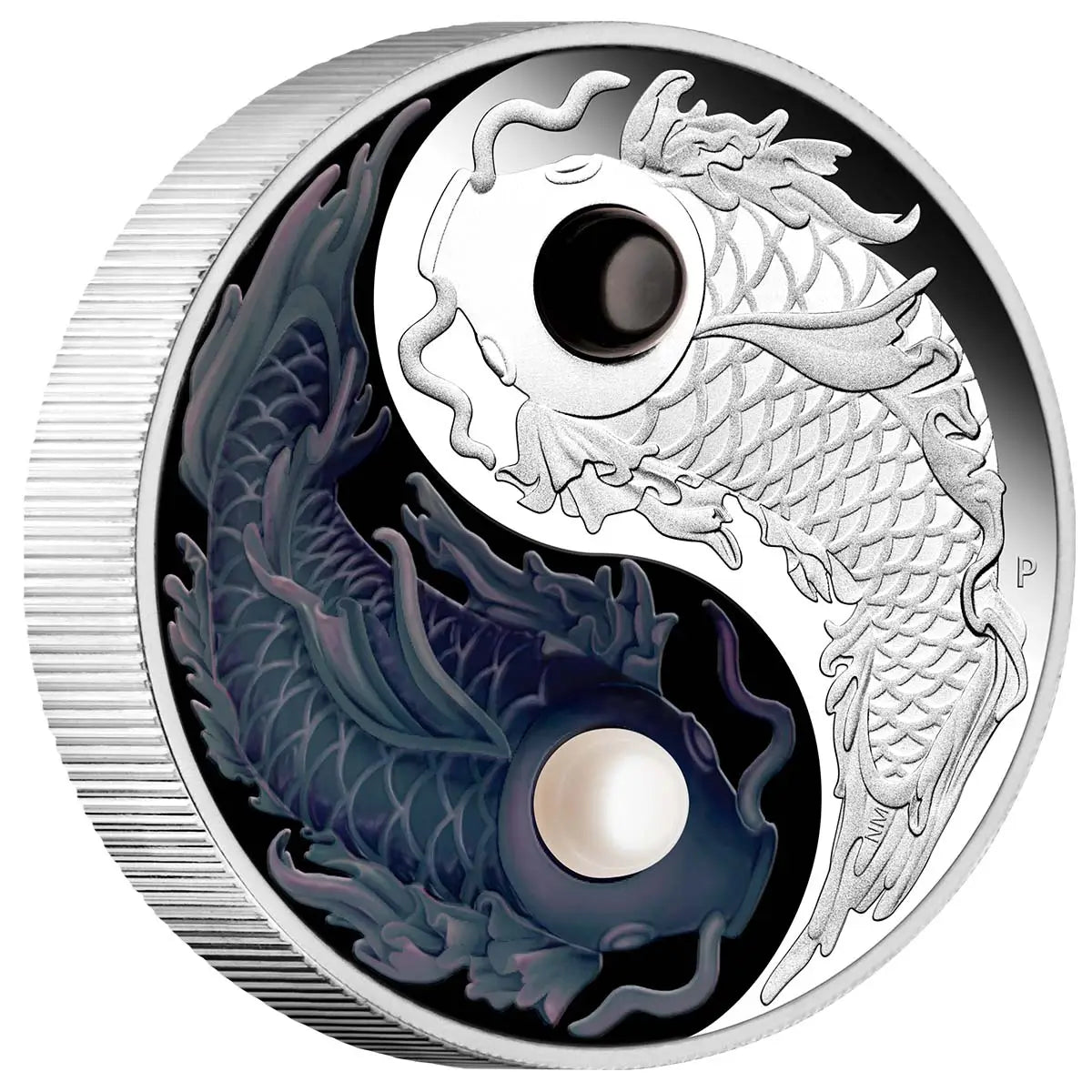 Tuvalu 2024 $8 Yin Yang Koi Fish 5oz Silver Proof Coloured Coin with Pearl Inserts