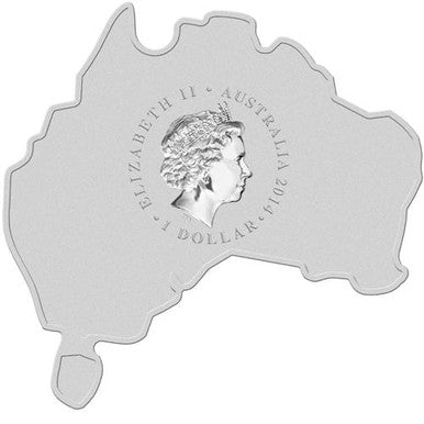 2014 $1 Australian Map Shaped Koala 1oz Silver Coin