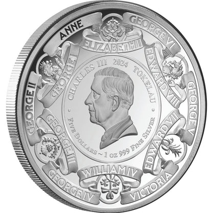 Tokelau 2024 $1 Monarchs of Britain 1oz Silver Proof Coin