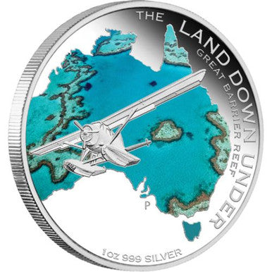 2014 $1 The Land Down Under Great Barrier Reef 1oz Silver Coloured Proof Coin