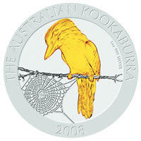 2008 $1 Australian Kookaburra 1oz Silver Gilded Coin