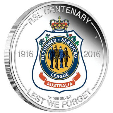 2016 $1 RSL Centenary 1oz Silver Coloured Proof Coin
