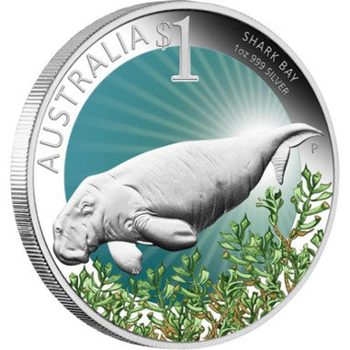 2012 $1 ANDA Perth Coin Show World Heritage Sites Shark Bay 1oz Silver Coloured Proof Coin