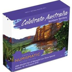 2010 $1 American Numismatic Association Celebrate Australia Northern Territory 1oz Silver Coloured Proof Coin