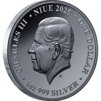 Niue 2025 $1 Australia At Night Bottlenose Dolphin 1oz Silver Black Proof Coin