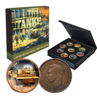 Second World War Tanks Enamel Penny 9 Coin Collection