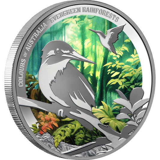 Niue 2025 $1 Colours of Australia Evergreen Rainforest 1oz Silver Coloured Proof Coin