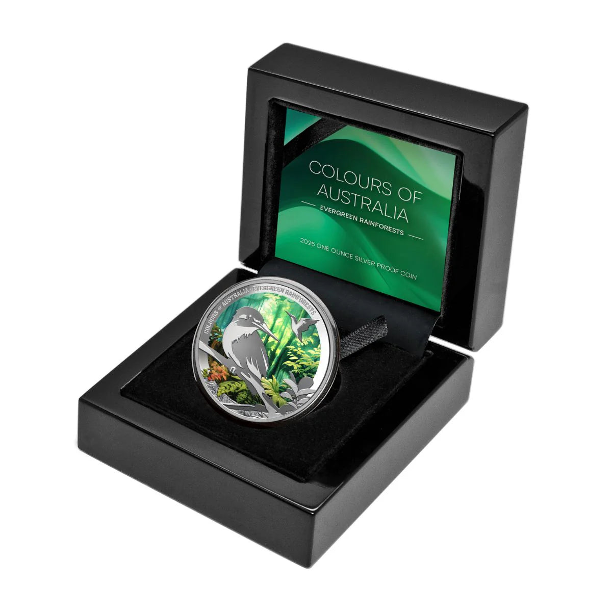 Niue 2025 $1 Colours of Australia Evergreen Rainforest 1oz Silver Coloured Proof Coin