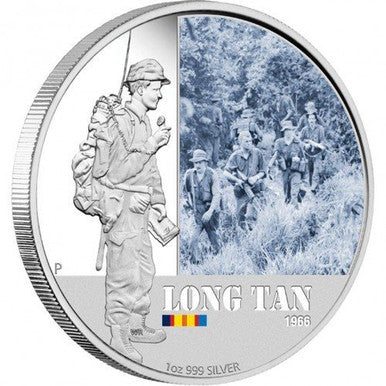 2012 $1 Famous Battles In Australian History Long Tan 1oz Silver Coloured Proof Coin