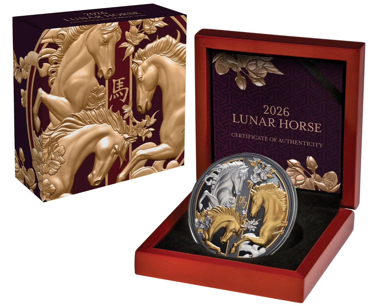 Niue 2026 $10 Lunar Horse Selectively Gold Plated 5oz Silver Black Proof Coin
