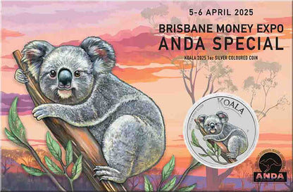 2025 $1 ANDA Brisbane Australian Koala 1oz Silver Coloured Uncirculated Coin