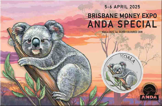 2025 $1 ANDA Brisbane Australian Koala 1oz Silver Coloured Uncirculated Coin