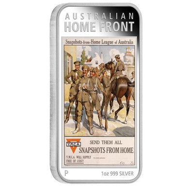 2017 $1 Australian Posters of World War I Australian Home Front 1oz Silver Coloured Proof Rectangle Shaped Coin