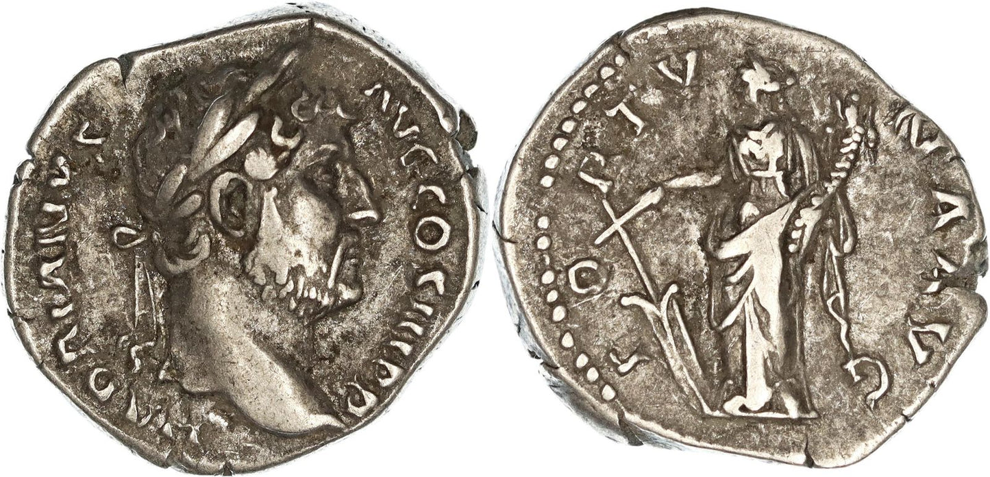 Roman Empire, Hadrian, Silver Denarius, 134-138AD, nVF