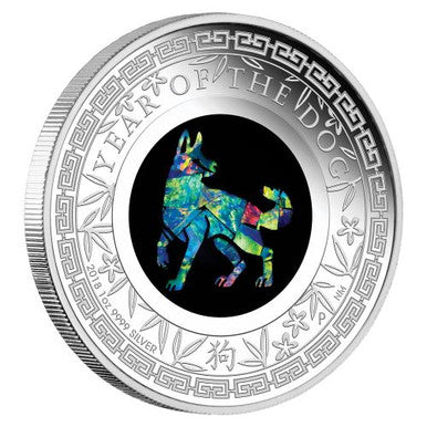 2018 $1 Australian Opal Lunar Year of The Dog 1oz Silver Proof Coin