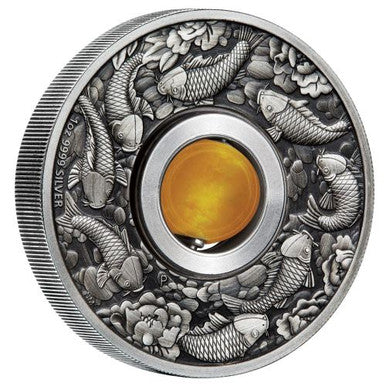 Tuvalu 2018 $1 Good Luck Rotating Charm 1oz Silver Antiqued Coin