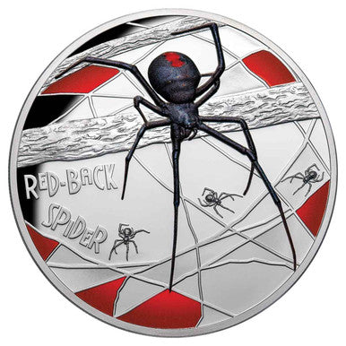Niue 2020 $10 WMF Red Back Spider 150 Years 5oz Silver Coloured Proof Coin