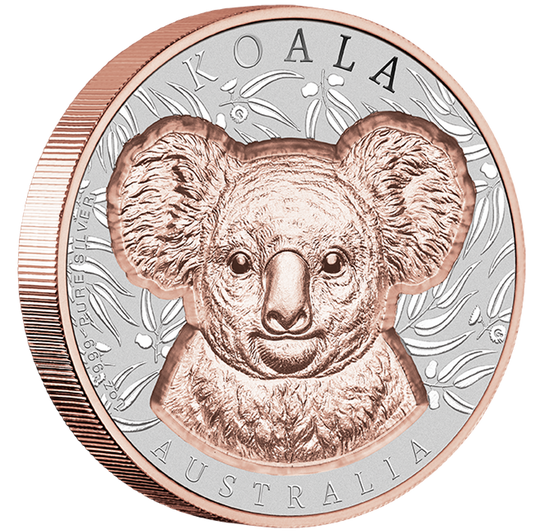 2025 $2 Native Impressions Koala Selectively Rose Gold Plated 1oz Silver Incused Coin