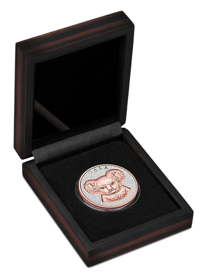2025 $2 Native Impressions Koala Selectively Rose Gold Plated 1oz Silver Incused Coin