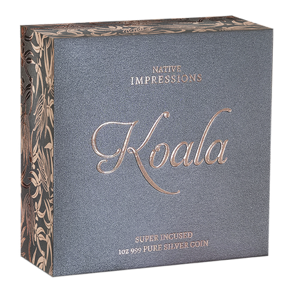 2025 $2 Native Impressions Koala Selectively Rose Gold Plated 1oz Silver Incused Coin