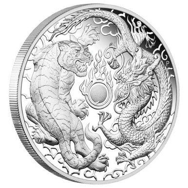2019 $1 Dragon & Tiger 1oz Silver Proof Coin