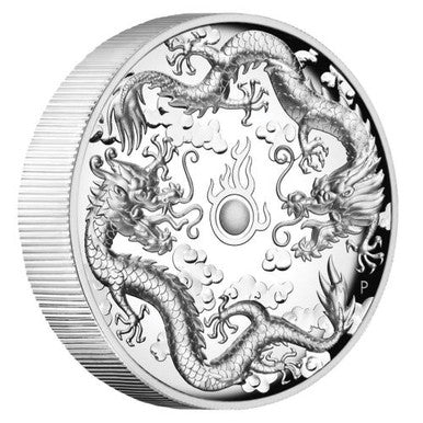 2019 $2 Double Dragon 2oz Silver Proof High Relief Coin