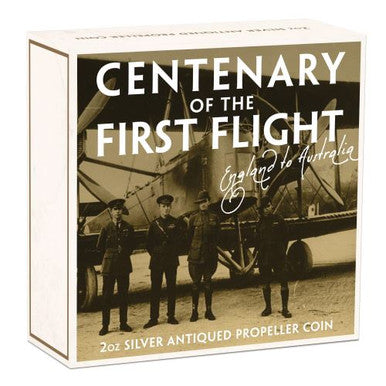 2019 $2 Centenary of The First Flight England To Australia 2oz Silver Rotating Antiqued Coin