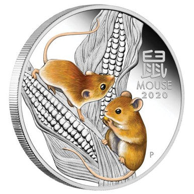2020 50c Lunar Mouse 1/2oz Silver Coloured Coin