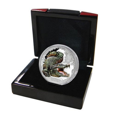 Tuvalu 2017 $1 Australia's Remarkable Reptile Saltwater Crocodile 1oz Silver Coloured Proof Coin